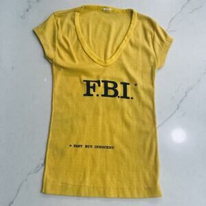 FBI baby tee True Vtg Single Stitch Fast But Innocent Size S 90s Y2k Festival